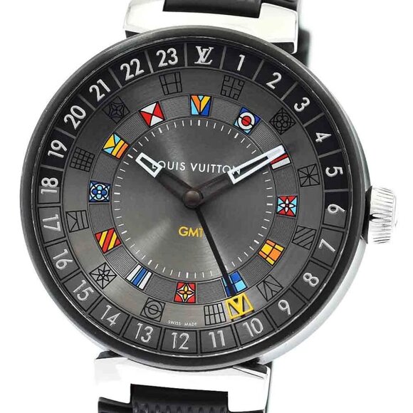 LOUIS VUITTON Tambour Moon Dual Time QA097 GMT gray Dial Quartz Men's_876530 - Picture 4 of 6